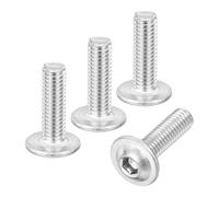 sourcing map 80Pcs M6-1x20mm Flanged Button Head Socket Cap Screws, 304 Stainless Steel Socket Drive Fasteners Bolts, Fully Thread Machine Screws, Silver