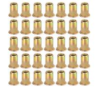 sourcing map 80Pcs M6 x 15mm Rivet Nut Carbon Steel Rivet Nut Tool Hardware Nuts Color Zinc-Plate Threaded Insert Nut Suitable for Furniture, Industrial