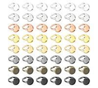 sourcing map 80Pcs Metal Ring Base Blank, 12mm Adjustable Pad Cabochon Ring Blank Base Flat Bezel Tray for Jewelry Making Finding DIY(Gold/Silver/Rose Gold/Black/Brone/Grey/Silver/Gold)