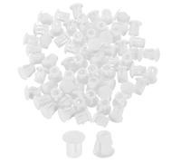 sourcing map 80Pcs Plastic Hole Plugs, 5mm(3/16") Flush Type Panel Plugs, Round Snap Knockout Locking Plugs for Furniture Insert End Caps Panels, White