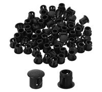 sourcing map 80Pcs Plastic Hole Plugs, 6mm(1/4") Flush Type Panel Plugs, Round Snap Knockout Locking Plugs for Furniture Insert End Caps Panels, Black