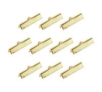 sourcing map 80Pcs Ribbon Crimp Clamp Ends, 30mm Bookmark Pinch Cord End Clasps for DIY Craft Making, Gold Tone