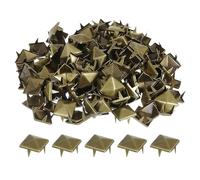 sourcing map 80Pcs Square Pyramid Rivets, 10mm Four-Jaw Studs Spikes, Copper Punk Rock Nailhead Spots for Clothing Bag Leather Shoes (Bronze)