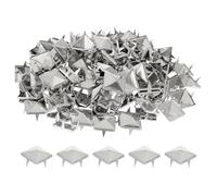 sourcing map 80Pcs Square Pyramid Rivets, 12mm Four-Jaw Studs Spikes, Copper Punk Rock Nailhead Spots for Clothing Bag Leather Shoes (Silver)