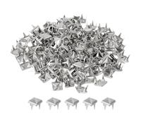 sourcing map 80Pcs Square Pyramid Rivets, 5mm Four-Jaw Studs Spikes, Copper Punk Rock Nailhead Spots for Clothing Bag Leather Shoes (Silver)