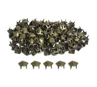 sourcing map 80Pcs Square Pyramid Rivets, 5mm Four-Jaw Studs Spikes, Copper Punk Rock Nailhead Spots for Clothing Bag Leather Shoes (Bronze)