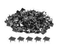 sourcing map 80Pcs Square Pyramid Rivets, 9mm Four-Jaw Studs Spikes, Copper Punk Rock Nailhead Spots for Clothing Bag Leather Shoes (Metallic Black)