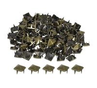 sourcing map 80Pcs Square Pyramid Rivets, 9mm Four-Jaw Studs Spikes, Copper Punk Rock Nailhead Spots for Clothing Bag Leather Shoes (Bronze)