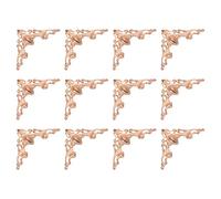 sourcing map 80Pcs Vintage Flat Corner Bracket, 1.6" x 1.6" Metal Desk Book Corner Protectors Hollow Decorative Edge Cover for Furniture Jewelry Box Gifts Box, Rose Gold