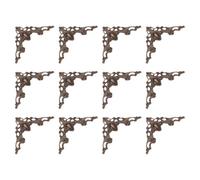 sourcing map 80Pcs Vintage Flat Corner Bracket, 1.6" x 1.6" Metal Desk Book Corner Protectors Hollow Decorative Edge Cover for Furniture Jewelry Box Gifts Box, Red Bronze