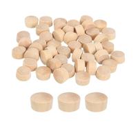 sourcing map 80Pcs Wood Button Plugs, 9mm/0.35" Flat Head Hardwood Screw Hole Plug Wooden Caps Buttons Wood Plug for Furniture Woodworking Craft Decor (10mm x 9mm)