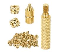 sourcing map 80Set M2 Heat Threaded Inserts with Soldering Tip, 3.5mm OD, 2.5mm Height, Brass Nut Rod Inserts Knurled for 3D Printing Component Plastic Part