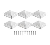 sourcing map 81mm /3.2inch Fence Post Caps, 6Pcs Aluminium Pyramid Post Cap | Cover Pressure with Screws for Wood/Metal Fence Posts, Mailbox Pyramid Cover, Outdoor, Garden, Decks, Silver