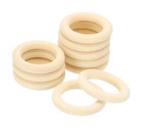 sourcing map 85 Pcs 35mm/1.4" Unfinished Natural Wooden Rings, 0.24" Thick Smooth Solid Wood Ring Circles Without Paint for Crafts Jewelry Making DIY Macrame Pendant Connectors (Wood Color)