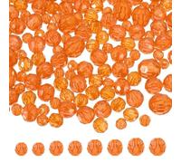 sourcing map 850 Pcs Acrylic Round Faceted Beads 6mm 8mm 10mm 12mm Loose Crystal Spacer Bead for Bracelets Necklace Keychains DIY Crafts Jewelry Making, Orange