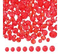 sourcing map 850 Pcs Acrylic Round Faceted Beads 6mm 8mm 10mm 12mm Loose Crystal Spacer Bead for Bracelets Necklace Keychains DIY Crafts Jewelry Making, Red
