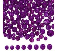 sourcing map 850 Pcs Acrylic Round Faceted Beads 6mm 8mm 10mm 12mm Loose Crystal Spacer Bead for Bracelets Necklace Keychains DIY Crafts Jewelry Making, Dark Purple