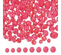 sourcing map 850 Pcs Acrylic Round Faceted Beads 6mm 8mm 10mm 12mm Loose Crystal Spacer Bead for Bracelets Necklace Keychains DIY Crafts Jewelry Making, Watermelon Red