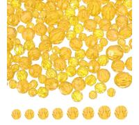 sourcing map 850 Pcs Acrylic Round Faceted Beads 6mm 8mm 10mm 12mm Loose Crystal Spacer Bead for Bracelets Necklace Keychains DIY Crafts Jewelry Making, Golden Yellow