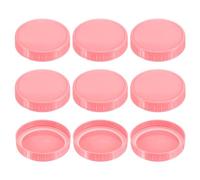 sourcing map 86mm Wide Mouth Plastic Mason Jar Lids, 9pcs Plastic Storage Caps with Sealing Rings for Ball Canning Jars, Pink