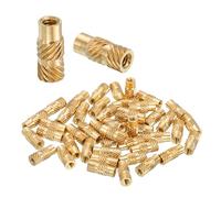 sourcing map 88 Pcs Threaded Inserts, M2 x 8mm L x 3.5mm OD Pure Brass Metric Knurled Nuts Female Threaded Heat Set Inserts Embedment Nut for 3D Printing Components and Plastic Materials