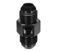 sourcing map 8AN-8AN Male Fuel Fitting, Fit 1/2" Hole 1.89" Length Aluminum Straight Male Union Coupler Connector Fuel Hose Adapter with 1/8" NPT Gauge Port for Automotive, Black