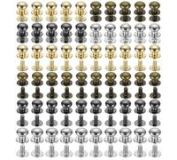 sourcing map 8mm Ball Head Stud Rivets Screw Back, 100Pack Round Head Button Nipple Rivet for DIY Leather Craft Handbag Belt, 4 Colors