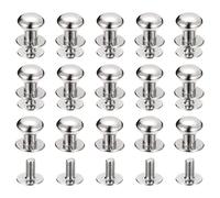 sourcing map 8mm Ball Head Stud Rivets Screw Back, 15Pack Round Head Button Nipple Rivet for DIY Leather Craft Handbag Belt, Silver Tone