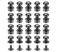 sourcing map 8mm Ball Head Stud Rivets Screw Back, 20Pack Round Head Button Nipple Rivet for DIY Leather Craft Handbag Belt, Metallic Black