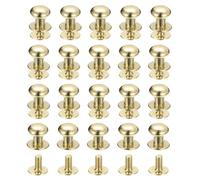 sourcing map 8mm Ball Head Stud Rivets Screw Back, 20Pack Round Head Button Nipple Rivet for DIY Leather Craft Handbag Belt, Light Golden