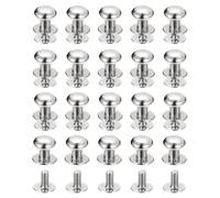 sourcing map 8mm Ball Head Stud Rivets Screw Back, 50Pack Round Head Button Nipple Rivet for DIY Leather Craft Handbag Belt, Silver Tone