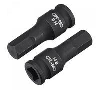 sourcing map 8mm Impact Hex Bit Socket, 1/4" Square Drive 35mm Length CR-MO Metric Sizes 2 Pcs