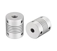 sourcing map 8mm to 6mm Aluminum Alloy Shaft Coupling Flexible Coupler Motor Connector Joint L30xD25 Silver 2Pcs