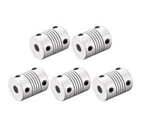 sourcing map 8mm to 8mm Aluminum Alloy Shaft Coupling Flexible Coupler Motor Connector Joint L25xD19 Silver,5pcs