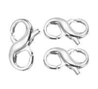 sourcing map 8mm x 13mm Double Opening Lobster Clasp, 3 Pcs Necklace Bracelet Extender Clasp and Closures Connector for Jewelry Making Repair Anklets, Light Silver Tone