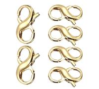 sourcing map 8mm x 13mm Double Opening Lobster Clasp, 6 Pcs Necklace Bracelet Extender Clasp and Closures Connector 14K Gold Plated for Jewelry Making Repair Anklets, Gold Tone