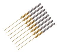 sourcing map 8Pcs 0.6mm Mini Twist Drill Bit, Micro Engraving Drill Bits High-Speed Steel 2.35mm Shank Titanium Coated for DIY Resin, Amber and Wood