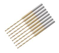 sourcing map 8Pcs 1.2mm Mini Twist Drill Bit, Micro Engraving Drill Bits High-Speed Steel 2.35mm Shank Titanium Coated for DIY Resin, Amber and Wood
