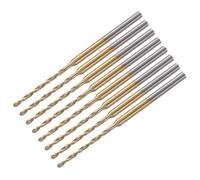sourcing map 8Pcs 1.3mm Mini Twist Drill Bit, Micro Engraving Drill Bits High-Speed Steel 2.35mm Shank Titanium Coated for DIY Resin, Amber and Wood