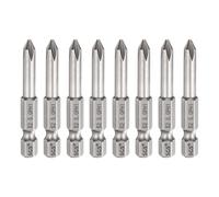 sourcing map 8pcs #1 Phillips Screwdriver Bit PH1 1/4" Hex Shank 2" (50mm) Long 5mm Rod Magnetic Cross Head Drill Bits S2 Steel Industrial Screw Driver for Electric Power Tools, Gray