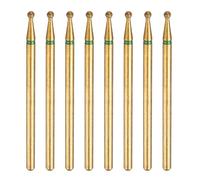 sourcing map 8pcs 100-120 Grits Diamond Grinding Bit 1.8mm Ball Head 2.35mm Shank 1.8mm Length Titanium Plated Stone Sanding Drill Bits Rotary Tool for Nails Grinding Polishing