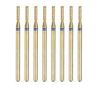 sourcing map 8pcs 120-140 Grits Diamond Grinding Bit 1.6mm Cylinder Head 2.35mm Shank 8mm Length Titanium Plated Stone Sanding Drill Bits Rotary Tool for Nails Grinding Polishing