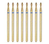 sourcing map 8pcs 120-140 Grits Diamond Grinding Bit 1.8mm Oval Head 2.35mm Shank 3.7mm Length Titanium Plated Stone Sanding Drill Bits Rotary Tool for Nails Grinding Polishing