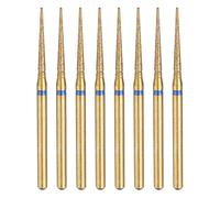 sourcing map 8pcs 120-140 Grits Diamond Grinding Bit 1.8mm Tapered Head 2.35mm Shank 15mm Length Titanium Plated Stone Sanding Drill Bits Rotary Tool for Nails Grinding Polishing
