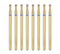 sourcing map 8pcs 120-140 Grits Diamond Grinding Bit 2.1mm Inverted Cone Head 2.35mm Shank 2mm Length Titanium Plated Stone Sanding Drill Bits Rotary Tool for Nails Grinding Polishing