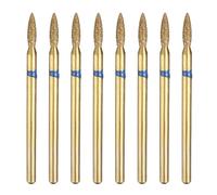 sourcing map 8pcs 120-140 Grits Diamond Grinding Bit 2.1mm Oval Head 2.35mm Shank 8mm Length Titanium Plated Stone Sanding Drill Bits Rotary Tool for Nails Grinding Polishing