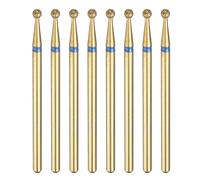 sourcing map 8pcs 120-140 Grits Diamond Grinding Bit 2.3mm Ball Head 2.35mm Shank 2.3mm Length Titanium Plated Stone Sanding Drill Bits Rotary Tool for Nails Grinding Polishing