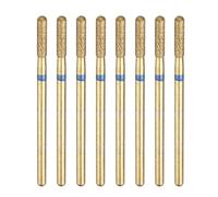 sourcing map 8pcs 120-140 Grits Diamond Grinding Bit 2.5mm Cylindrical Ball Head 2.35mm Shank 10mm Length Titanium Plated Stone Sanding Drill Bits Rotary Tool for Nails Grinding Polishing