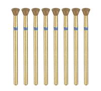 sourcing map 8pcs 120-140 Grits Diamond Grinding Bit 4mm Inverted Cone Head 2.35mm Shank 3mm Length Titanium Plated Stone Sanding Drill Bits Rotary Tool for Nails Grinding Polishing
