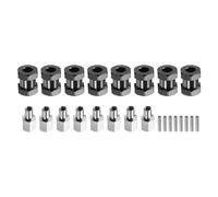 sourcing map 8pcs 12mm Wheel Hex Drive Hubs Adapter Combiner Coupler, Aluminum 15mm Extension with Nut Latch for 1/10 RC Crawler Car Parts, Black